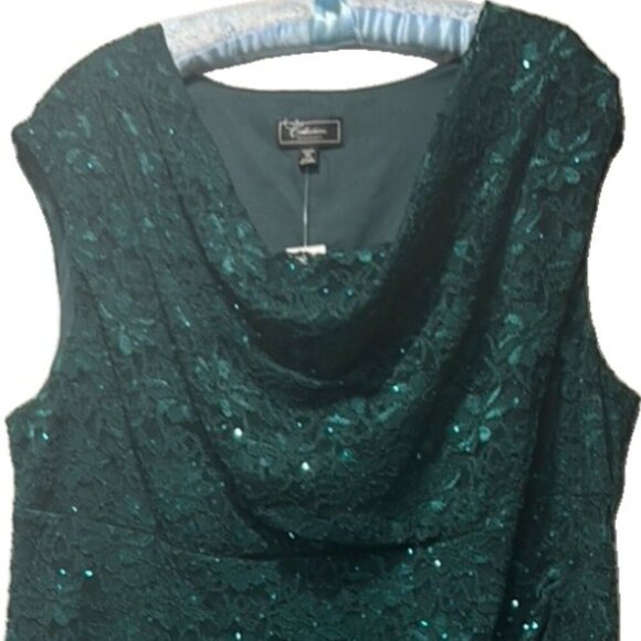 Dressbarn Green Sequin Cowl Neck Midi Dress Plus Size 22 NWT - Picture 10 of 14
